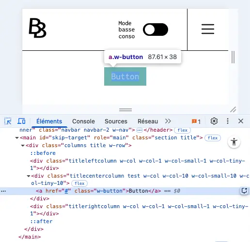 Composant button dans Webflow