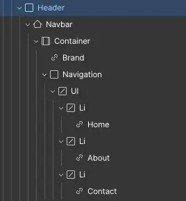Exemple de structure conforme du composant Navbar