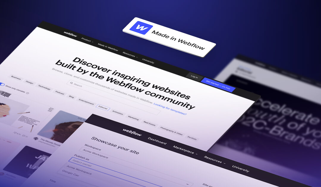 Visuel marketing "Made in webflow"