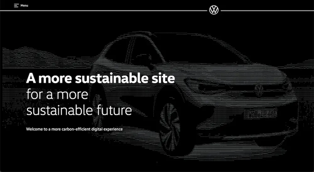 Capture de la page d'accueil du mini-site Volkswagen