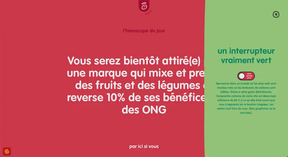 Capture de la page d'accueil du site Innocent.fr (mars 2022)